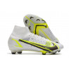 Nike Mercurial Superfly 8 Elite DF FG Silver Safari - Blanc Noir Argenté Jaune Fluo