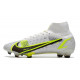 Nike Mercurial Superfly 8 Elite DF FG Silver Safari - Blanc Noir Argenté Jaune Fluo