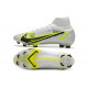 Nike Mercurial Superfly 8 Elite DF FG Silver Safari - Blanc Noir Argenté Jaune Fluo