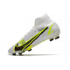 Nike Mercurial Superfly 8 Elite DF FG Silver Safari - Blanc Noir Argenté Jaune Fluo