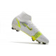 Nike Mercurial Superfly 8 Elite DF FG Silver Safari - Blanc Noir Argenté Jaune Fluo