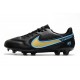Chaussures de football Nike Tiempo Legend 9 Élite FG Noir Or Bleu