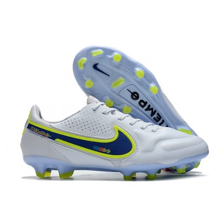Chaussures de football Nike Tiempo Legend 9 Élite FG Blanc Bleu