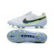 Chaussures de football Nike Tiempo Legend 9 Élite FG Blanc Bleu
