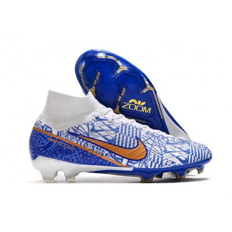Nike Air Zoom Mercurial Superfly Elite IX FG Blanc Bleu Or