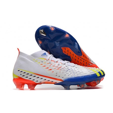 Chaussures adidas Predator Edge.1 FG Blanc Jaune Solaire Bleu Power