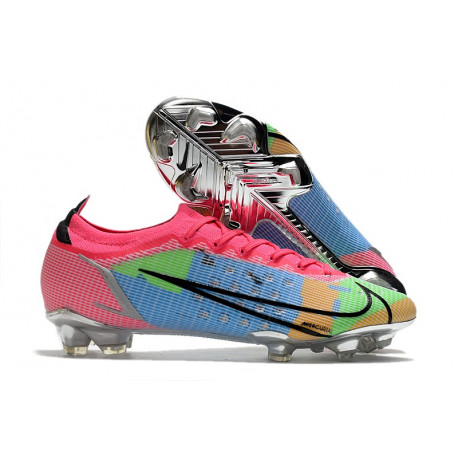 Chaussures Nike Mercurial Vapor 14 Elite FG Rose Bleu Vert