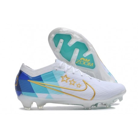 Nike Zoom Mercurial Vapor 15 Elite FG Blanc Bleu Or