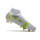 Nike Mercurial Superfly 8 Elite SG-PRO AC Blanc Noir Métallique Argent Volt