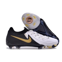 Chaussure Nike Phantom Luna 2 Elite L FG Blanc Noir Pièce Dor Métallique
