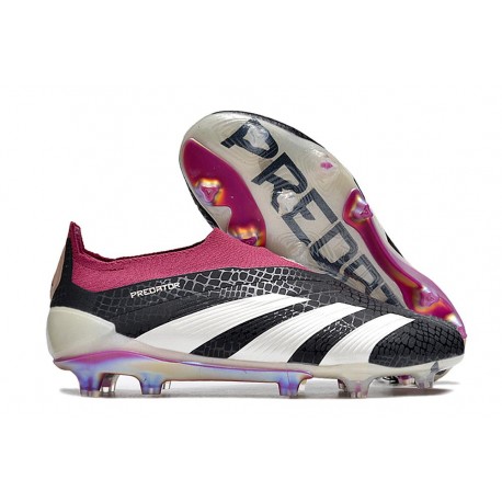 Chaussure de Foot adidas Predator Elite Laceless FG Noir Blanc Violet