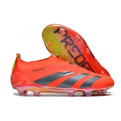 Chaussure de Foot adidas Predator Elite Laceless FG Rouge Noir Jaune 