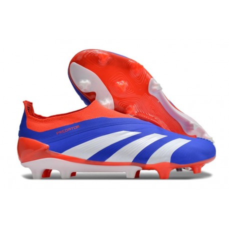Chaussure de Foot adidas Predator Elite Laceless FG Bleu Blanc Rouge
