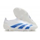 Chaussure de Foot adidas Predator Elite Laceless FG Blanc Bleu