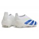 Chaussure de Foot adidas Predator Elite Laceless FG Blanc Bleu