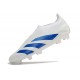 Chaussure de Foot adidas Predator Elite Laceless FG Blanc Bleu