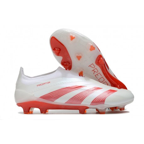 Chaussure de Foot adidas Predator Elite Laceless FG Blanc Rouge