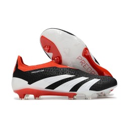Chaussure de Foot adidas Predator Elite Laceless FG Noir Banc Rouge Solaire