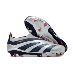 Chaussure de Foot adidas Predator Elite Laceless FG Argent Noir Rouge