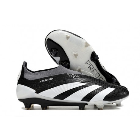 Chaussure de Foot adidas Predator Elite Laceless FG Noir Blanc