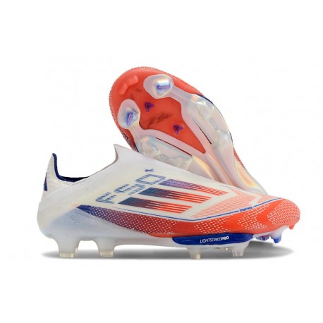 Chaussure Adidas F50+ Laceless FG Advancement – Blanc Rouge Bleu