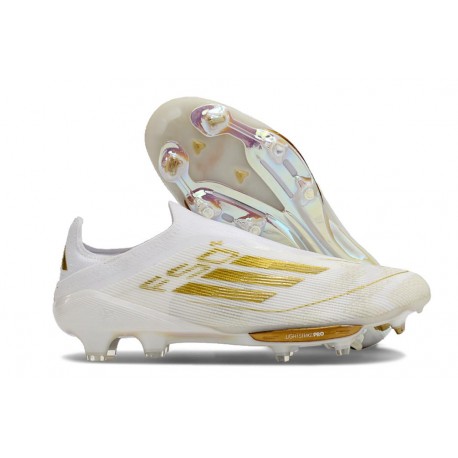 Chaussure Adidas F50+ Laceless FG Day Spark – Blanc Doré Blanc