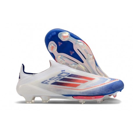Chaussure Adidas F50+ Laceless FG Advancement – Blanc Rouge Bleu