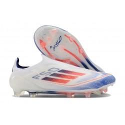 Nouvelles adidas F50 Elite Laceless FG Advancement - Blanc Bleu Rouge 