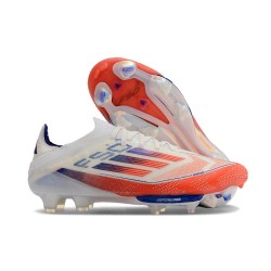 Crampons de Foot Adidas F50 + Elite FG Advancement - Blanc Rouge Bleu