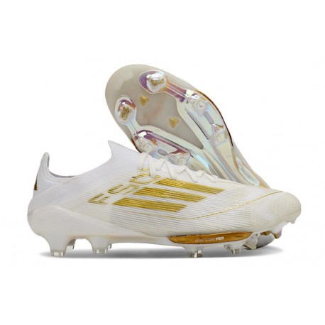 Crampons de Foot Adidas F50 + Elite FG Day Spark - Blanc Doré Blanc