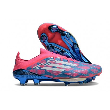 Crampons de Foot Adidas F50 + Elite FG Bleu Solaire Blanc Ftwr Rose