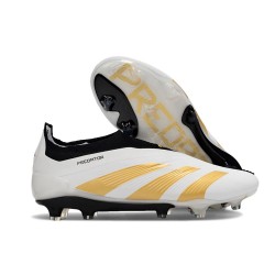 Chaussure de Foot adidas Predator Elite Laceless FG Blanc Or