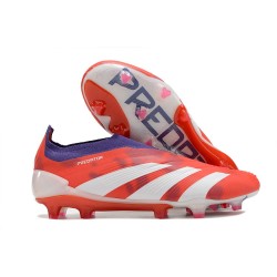 Chaussure de Foot adidas Predator Elite Laceless FG Rouge Blanc