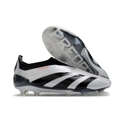 Chaussure de Foot adidas Predator Elite Laceless FG Argent Noir