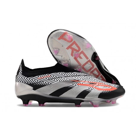 Chaussure de Foot adidas Predator Elite Laceless FG Noir Argent Rose