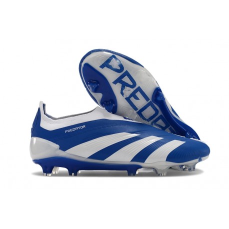 Chaussure de Foot adidas Predator Elite Laceless FG Bleu Blanc