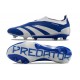 Chaussure de Foot adidas Predator Elite Laceless FG Bleu Blanc