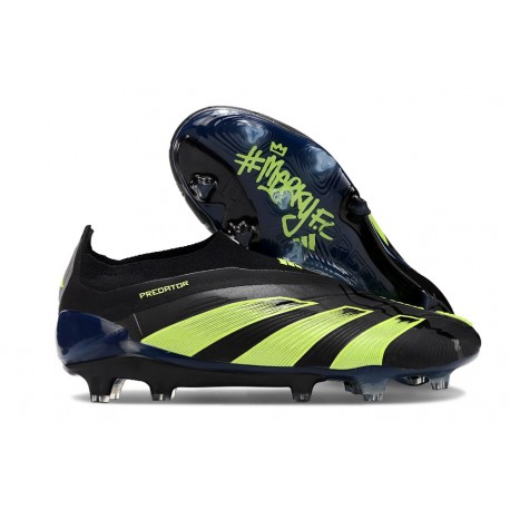 Chaussure de Foot adidas Predator Elite Laceless FG Noir Vert