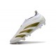 Chaussure de Foot adidas Predator Elite Laceless FG Blanc Or