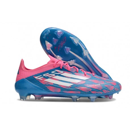 Chaussure de Football adidas F50 Elite FG Bleu Solaire Blanc Ftwr Rose