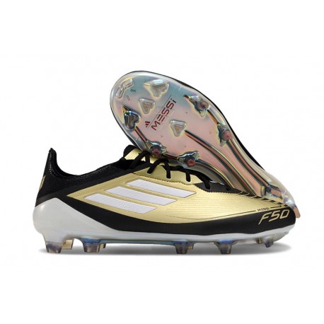 Chaussure de Football adidas F50 Elite FG Doré Noir Blanc 