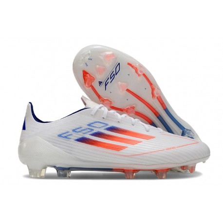 Chaussure de Football adidas F50 Elite FG Blanc Rouge Bleu
