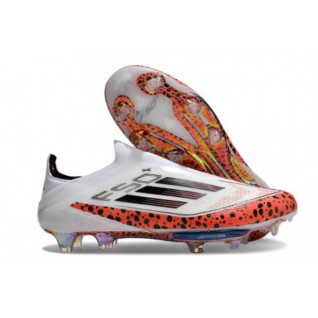 Chaussure Adidas F50+ Laceless FG X Messi Blanc Rouge Noir