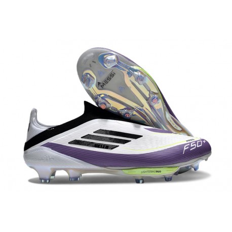 Chaussure Adidas F50+ Laceless FG X Messi Blanc Ftwr Noir Violet Uni