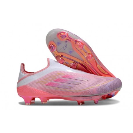 Chaussure Adidas F50+ Laceless FG Rose Blanc