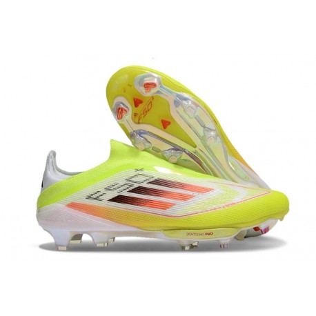 Chaussure Adidas F50+ Laceless FG Jaune Noir