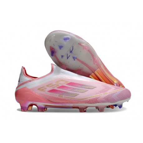 Nouvelles adidas F50 Elite Laceless FG Rose Blanc