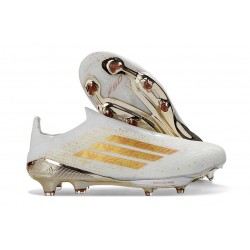 Chaussure Adidas F50+ Laceless FG Blanc Or