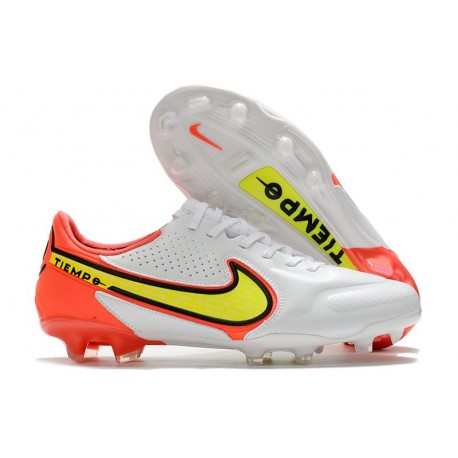 Chaussures de football Nike Tiempo Legend 9 Élite FG Blanc Volt Carmin